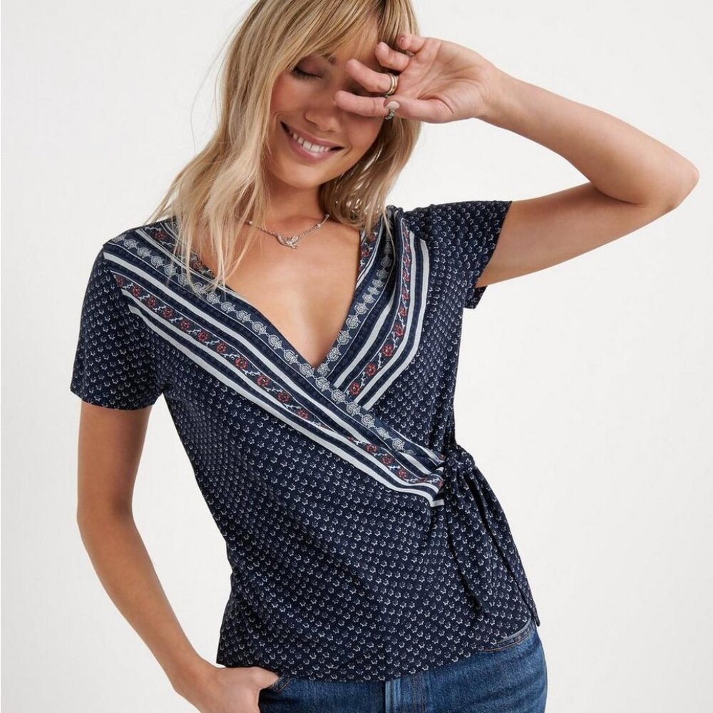 Lucky Brand Side Tie Wrap Top, L